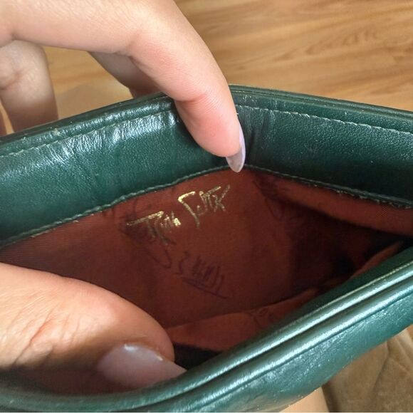 Vintage Ruth Green Leather Panther Cougar Head Purse Handbag Chain Silver - Picture 4 of 6